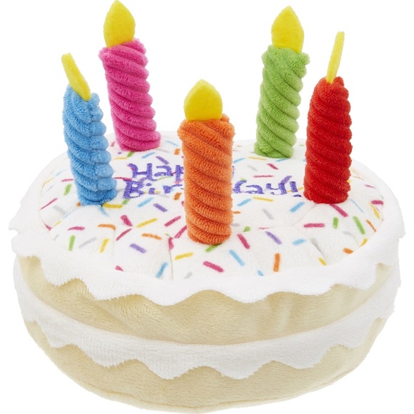 birthday cake plush dog toy